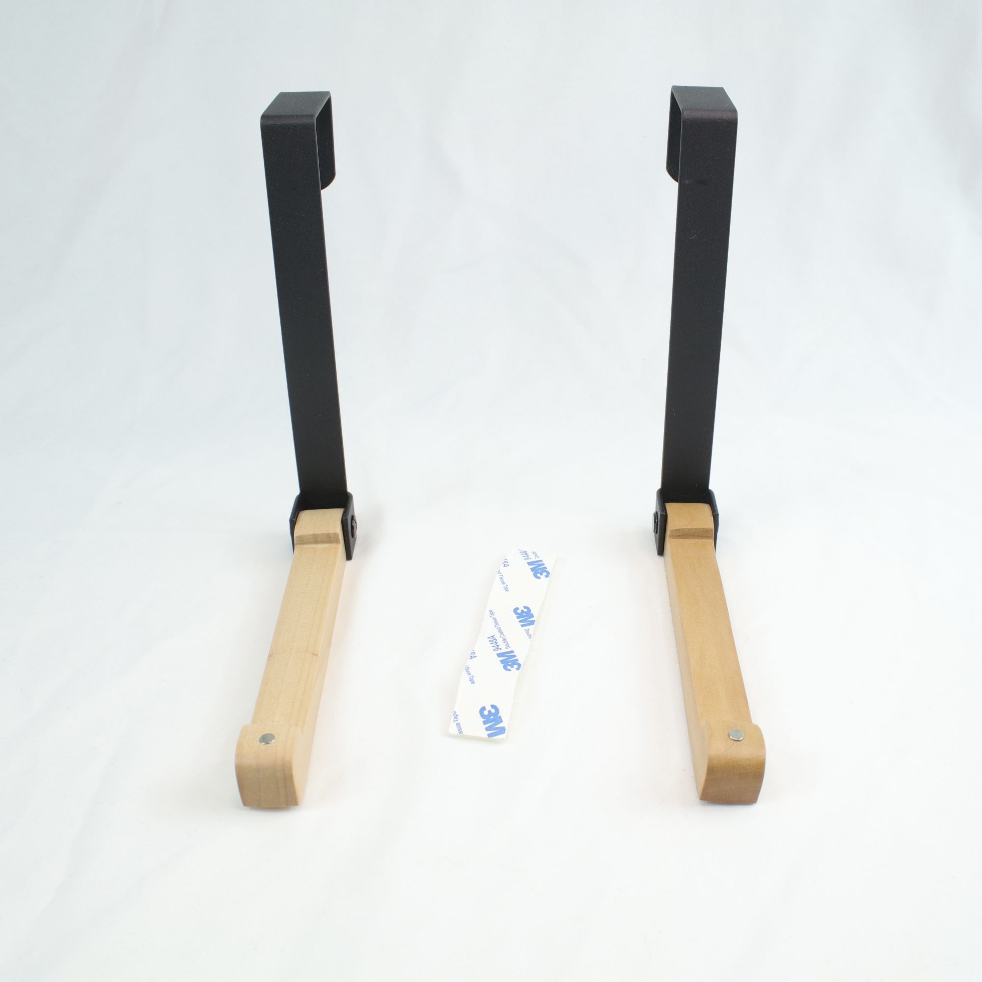 Foldable Wood Over the Door Hook Coat Hangers with Black Metal - Like NEW