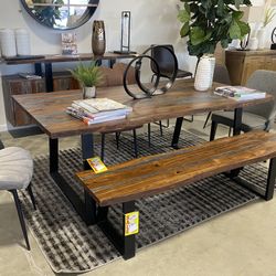 Sheesham Wooden dining Table 72” Bench And Table Set