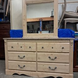 Modern Faux Granite Top Dresser with Mirror