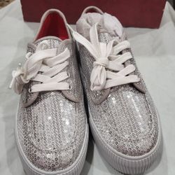Women's Silver Sequin Sneakers