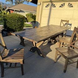 Rustic Dining Table With 4 Chairs And Bench 