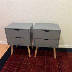 Two Blue Grey Nightstands End Tables