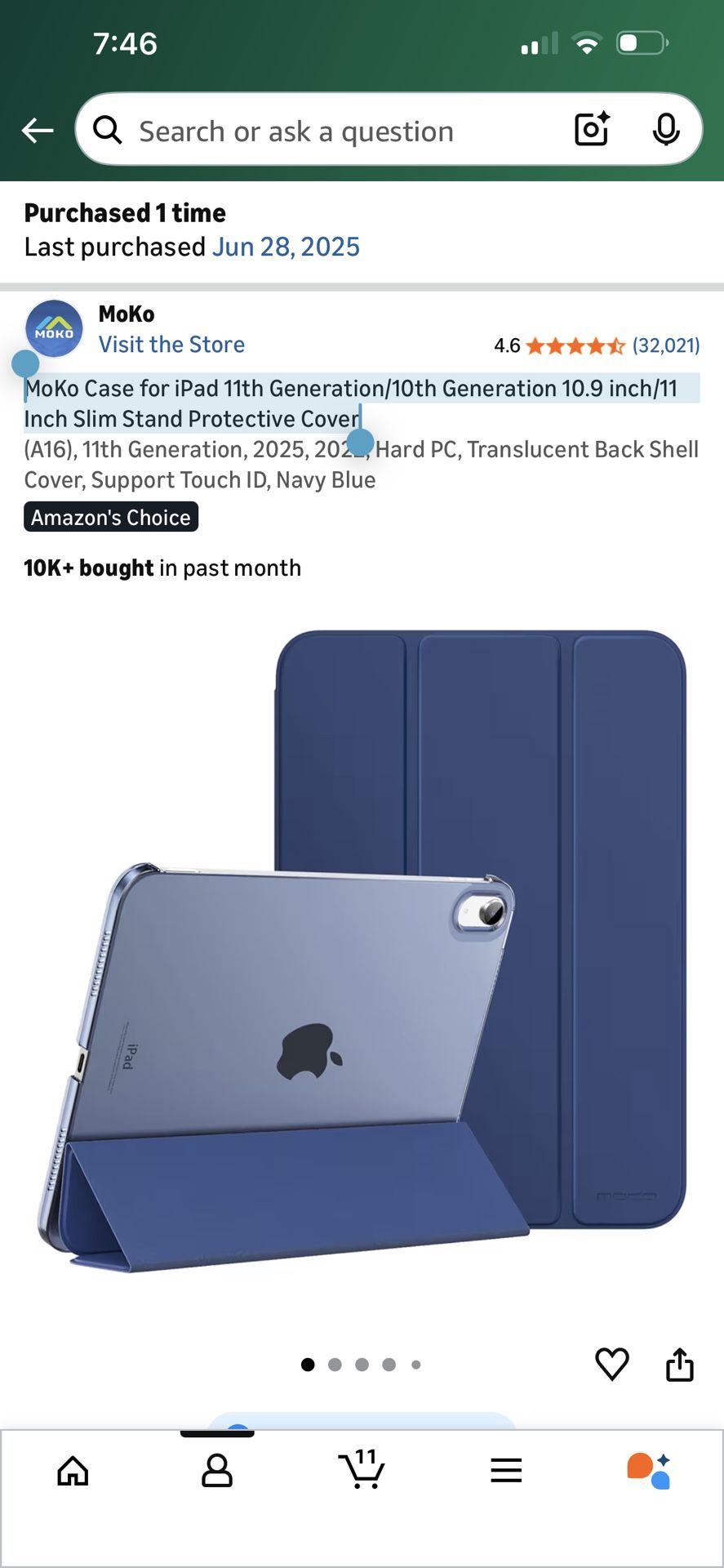 MoKo Case for iPad 11th Generation/10th Generation 10.9 inch/11 Inch Slim Stand Protective Cover