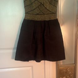 Strapless Black & Gold Dress