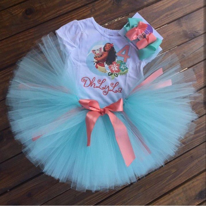 Personalized Young Moana Birthday Tutu Outfit Set