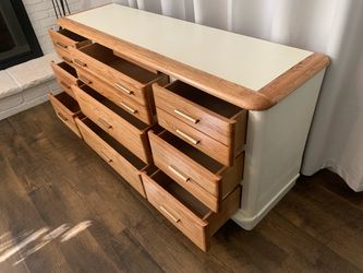 Vintage Oak Buffet Sideboard | 9 Drawers | Beautifully Restored | Mid-Century Style