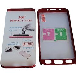 Full Case Compatible with Samsung Galaxy A5 (2017) - Case Hard Shell Plastic Phone Cover with Screen Protector - Metallic Red