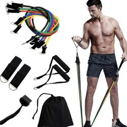 Weight Training Resistance Bands -Brand New! Set of 5 Resistance Bands total 150 lbs of resistance that come with an Awesome Foam Door Anchor System.