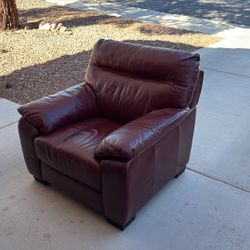 Red Leather Chair - Good Condition  3ft-3ft