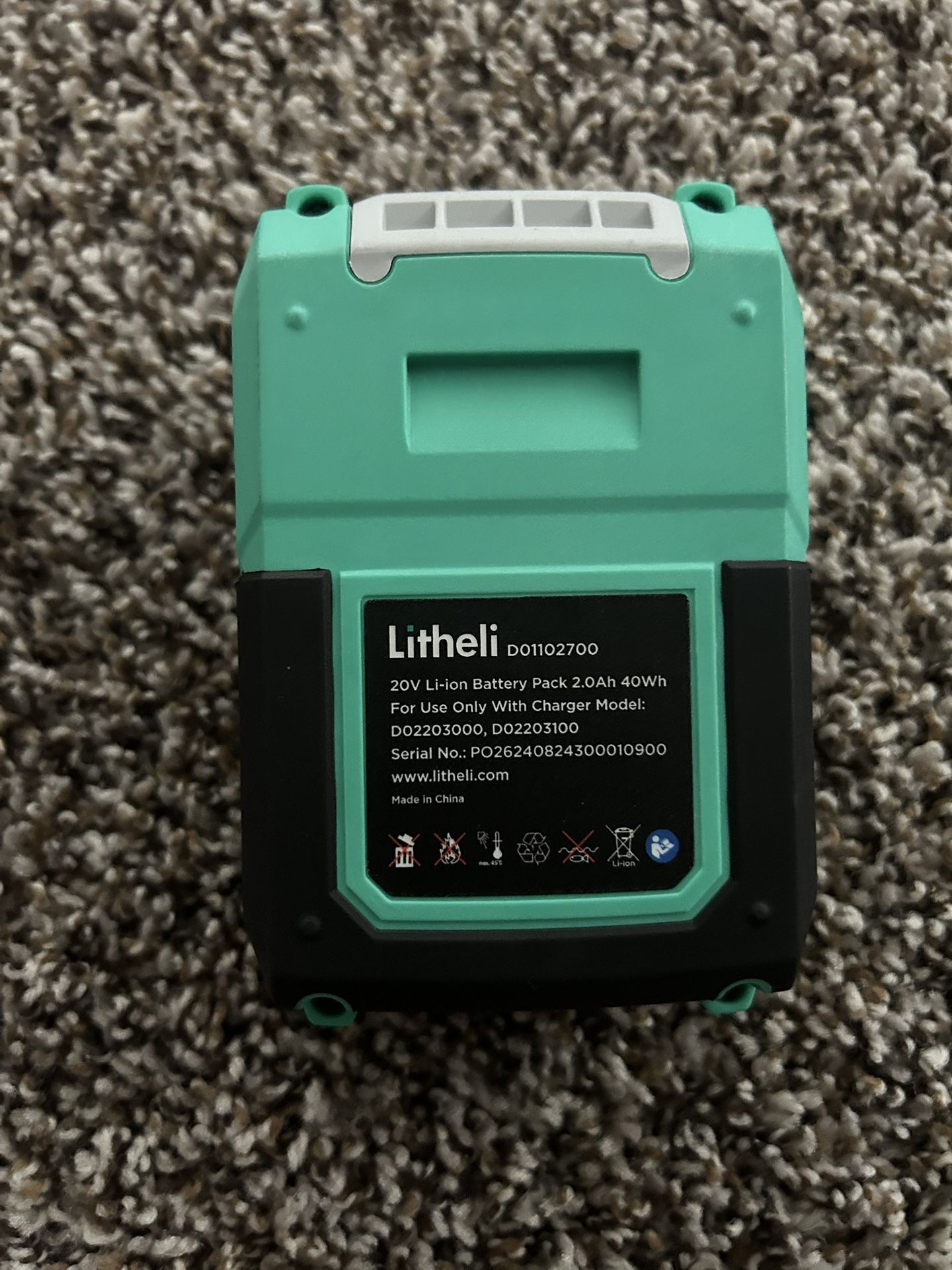 LiTHELi 20V 2.0AH Lithium Ion Battery Pack