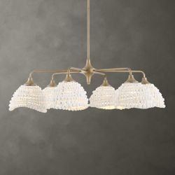Biddeford White 6 Light Beaded Pendant