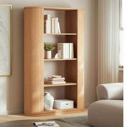 Brand New RH Ligne Dupe Curved Bookcase finished in oak 