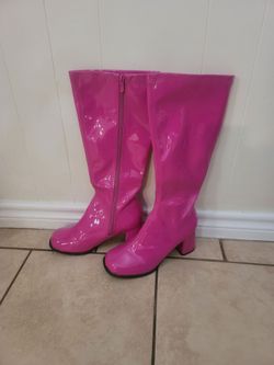 Pink Patent Leather Knee-High Go-Go Boots