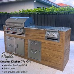 Custom Outdoor Kitchen BBQ Island – Built to Order | Grill, Sink, Fridge, Countertop