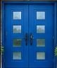 Blue Double Entry Door with Glass Panels