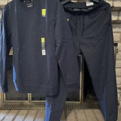 NEW Men’s Tek Gear Ultra Soft Fleece Sweatshirt & Sweatpant (Small)(Blue)