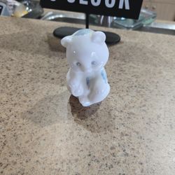 Fenton Milk Glass Bear figurine in the "Morning Mist" pattern. 