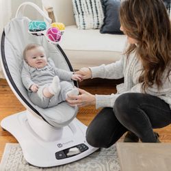 4moms mamaRoo 4 Baby Swing, Bluetooth Baby Rocker with 5 Unique Motions, Smooth, Nylon Fabric, Grey Classic , 33x19.5x25.5 Inch (Pack of 1)