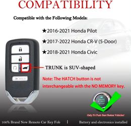 Spare Honda Smart Key Fob – Pilot, CR-V, Civic