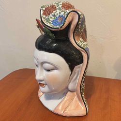 Vintage Porcelain Statue Handmade Asian Woman 13” Tall Porcelain