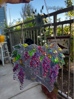 Hanging wisteria vine on acrylic background