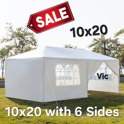10x20' Outdoor Garden Gazebo Wedding Party Tent Canopy Marquee with 6 Removable Sidewalls