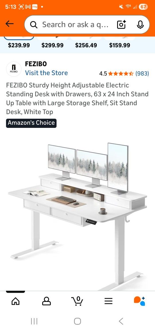 Standing Desk With 5 Drawers And Monitor Stand