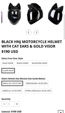 Brand New BLACK HNJ MOTORCYCLE HELMET WITH CAT EARS & CLEAR VISORw. Wireless earphones SET  