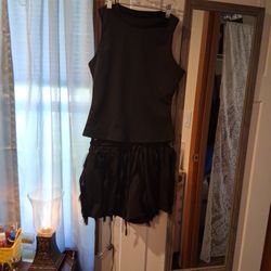 2 Piece Black With Fringe Outfit