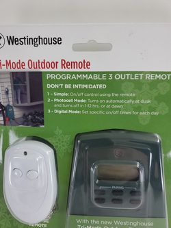 Westinghouse Tri Mode Digital Photocell Outdoor Timer With remote control  (FACTORY SEALED).. Tri-Mode Outdoor Remote Easy Control If you choose sim  for Sale in Moorhead, MN - OfferUp