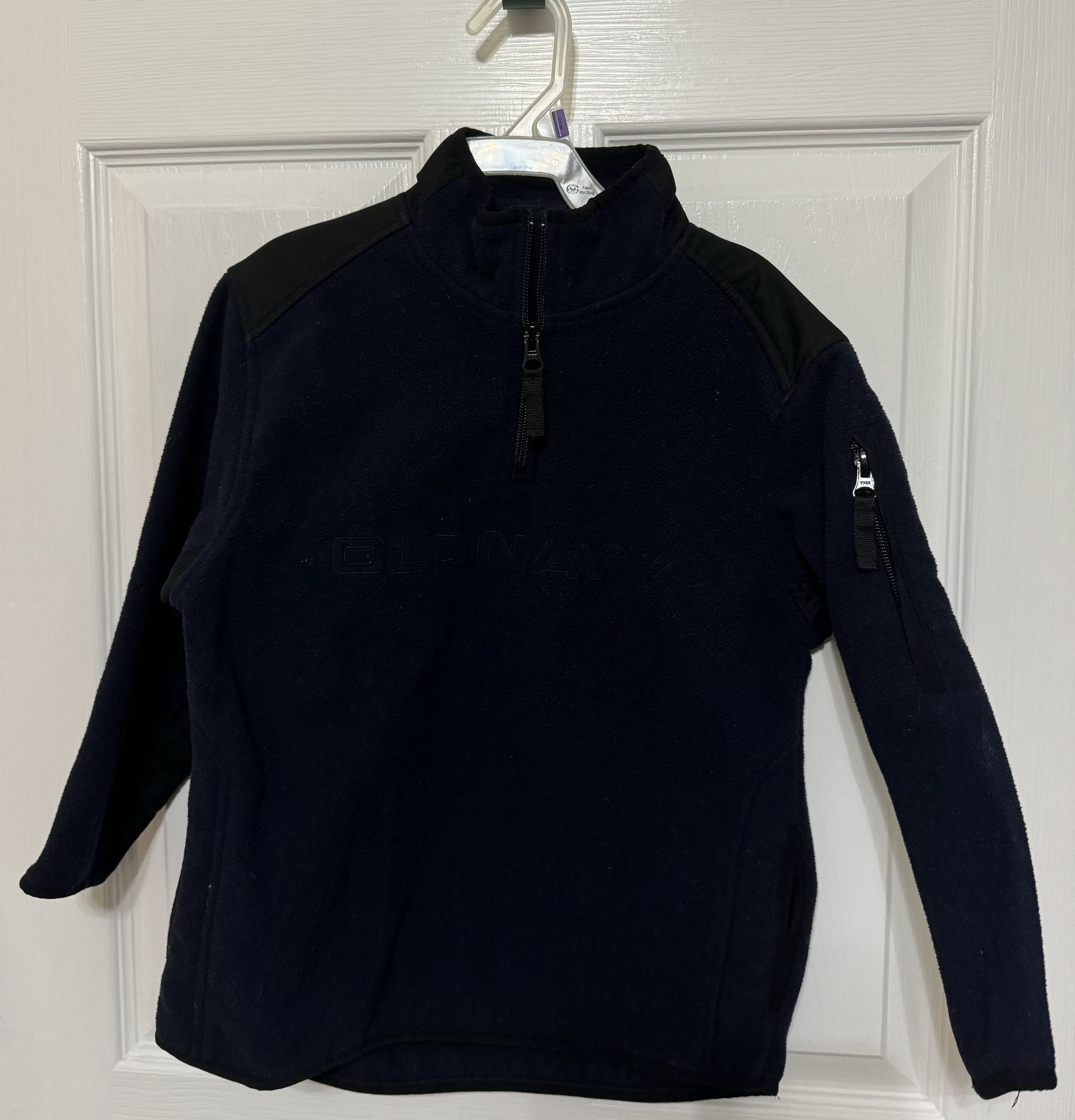 OLD NAVY Boys Sz 5 Sweater Pullover Hoodie Half Zip W/ Pockets Navy And Black. 