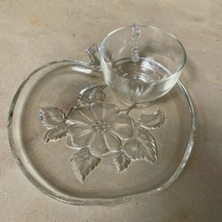  Hazel Atlas orchard apple snack plates and cups with serving bowl and serving plate