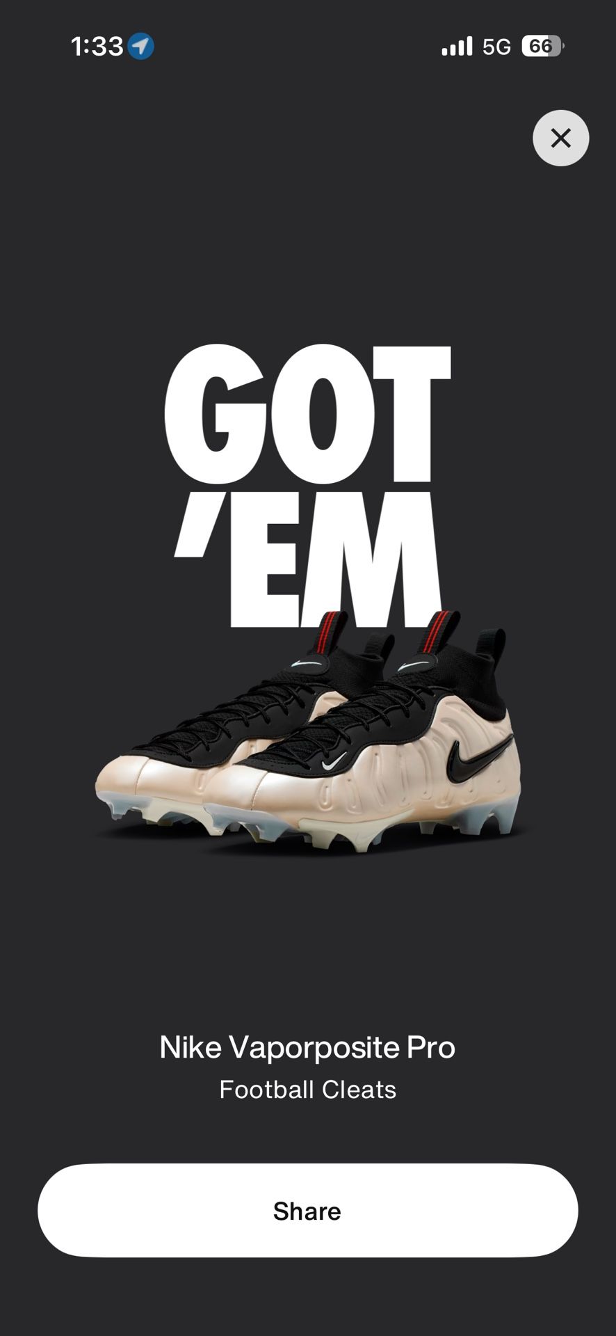 Nike Vaporposite Pro football cleats Pearl - size 13 new