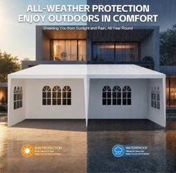 10 ft. x 20 ft. White Wedding Party Canopy Tent Outdoor Gazebo with Removable Sidewalls