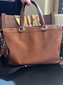 Calvin Klein Leather Laptop Briefcase Messenger Bag