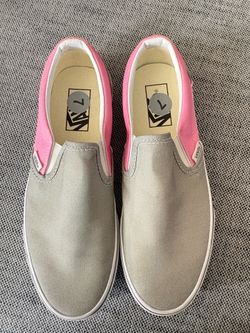 Vans Classic Slip-On sneakers Pink & Gray- Men's Size 7 Women's Size 8.5