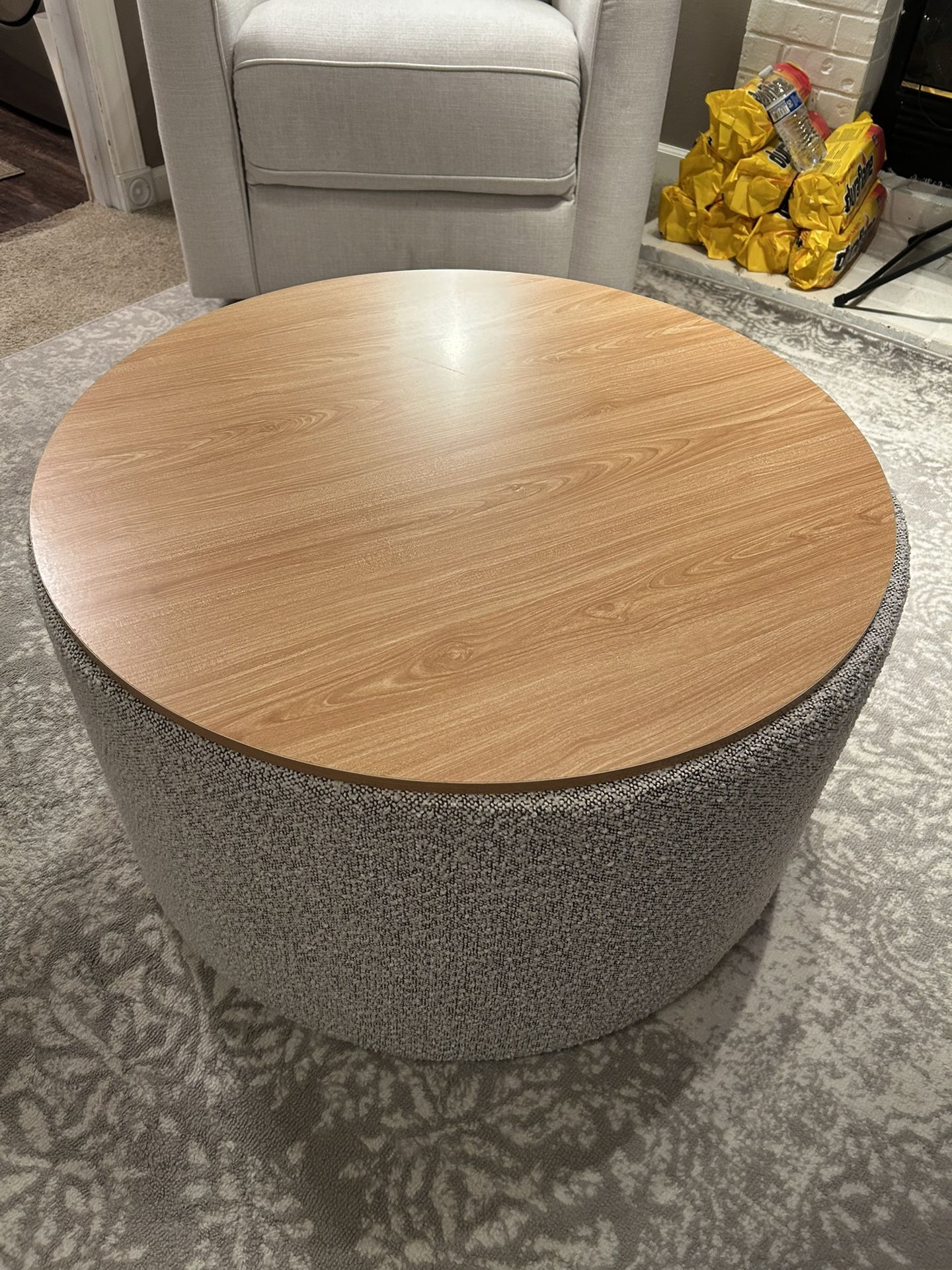 30” Wood Top Storage Ottoman