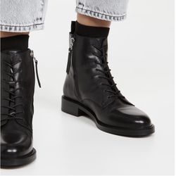 Sam Edelman leather combat black lace-up boots women Size 6M