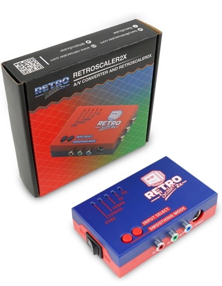 RetroScaler2x AV/SV/YPBPR to HDMI Converter - Supports Line Doubler, Filter and Pass-Through Modes, Video Game Adapter with No Lag, for PS2/N64/Dreamc