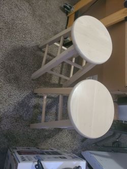 Wooden Round Top Stools Set of 2