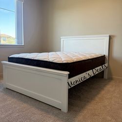 Queen Solid Wood Bed With Mattress $560