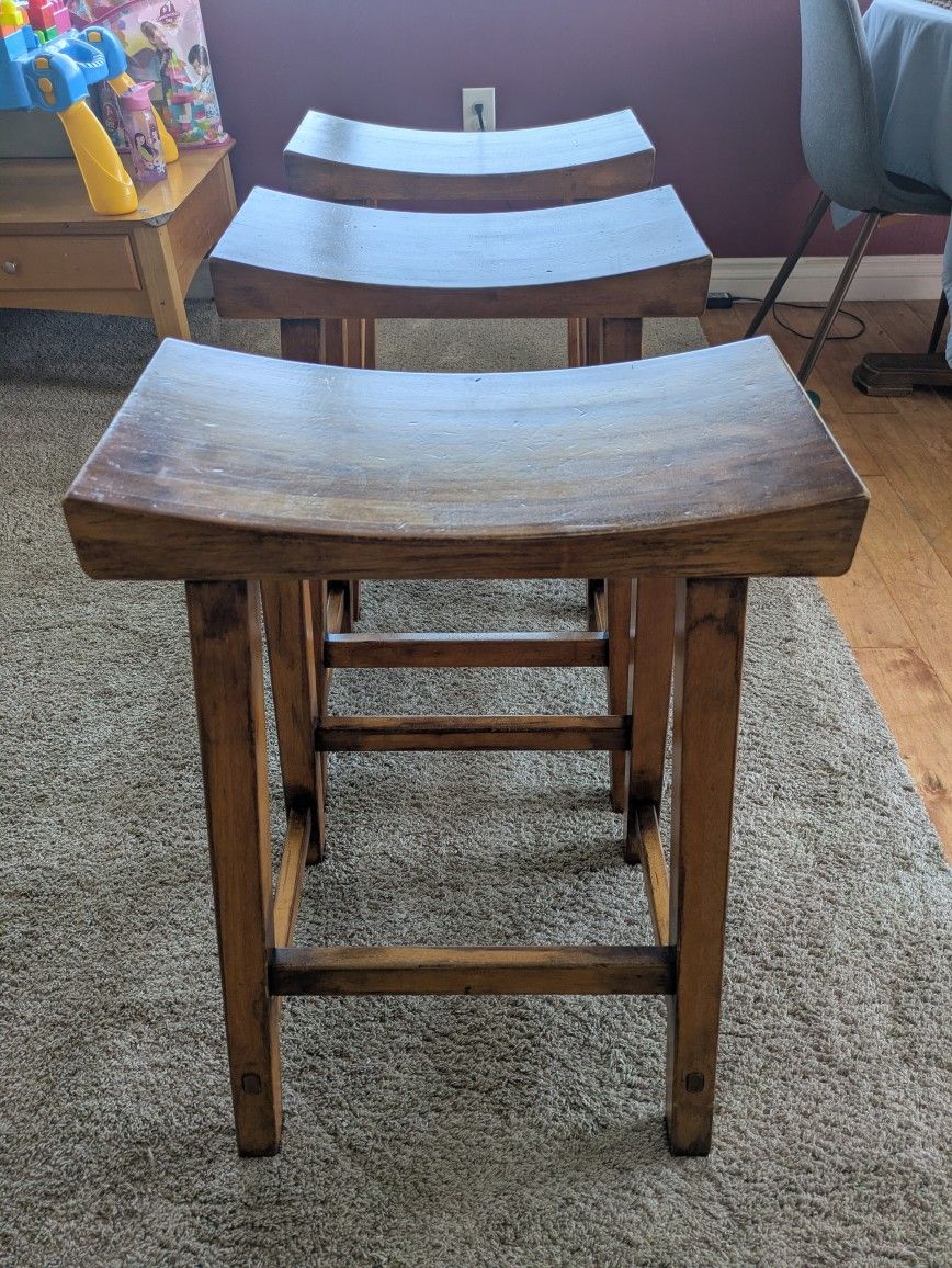 Wooden Stools - 3 Pieces