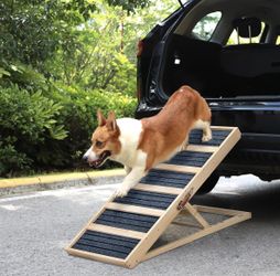 Dog Ramp for Bed, 37.8" L Wooden Folding Pet Ramp,4 Height Adjustable from 16" to 24" New