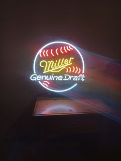 Miller Genuine Draft Neon Baseball Sign