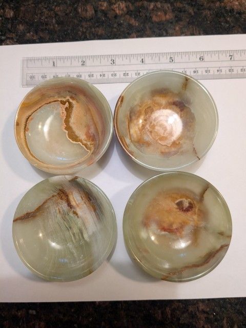 4-In Green Onyx Stone Bowls
