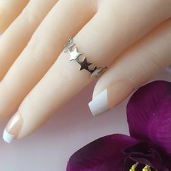 Silver Stars Ring, Size 8