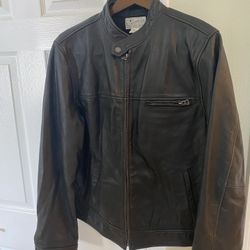 Men’s Leather Motorcycle Jacket Size Large Lucky Brand 