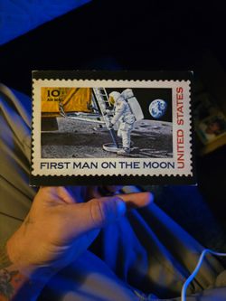 First man on the moon 1973 postcard
