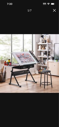 Drafting Table & Stool Set All-in-One Drawing Table