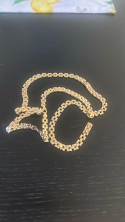 Men’s 10K Gold Brick Link Necklace 24” – 14.79 Grams